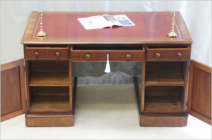 1027 Small Antique Mahogany Partners Desk (7)